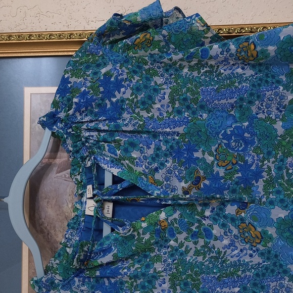 Joie Floral Blue and Green Women's Top Garden Party Brunch Career Large Vacation - Picture 4 of 15